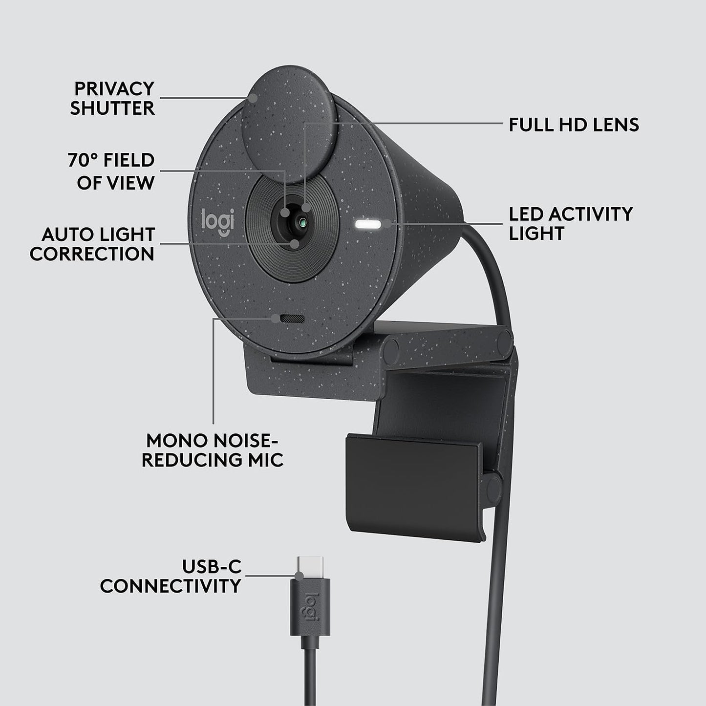 Logitech Brio 300 USB-C Webcam 1080p (Renewed)