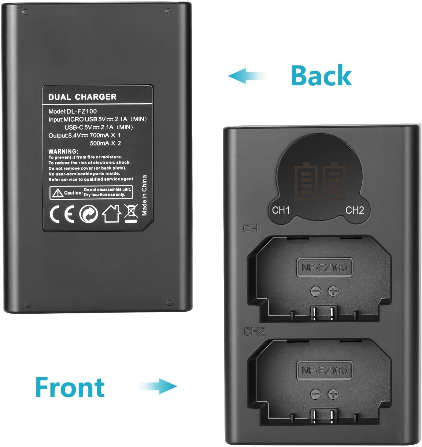 Neewer 10094397 Dual USB Charger NP-FZ100