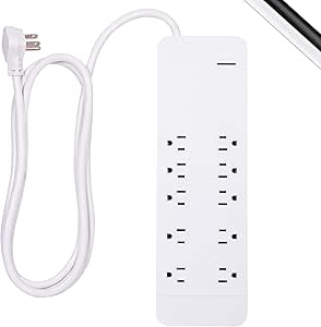 GE 38663 Pro 10-Outlet Surge Protector 6ft Cord White — main product image
