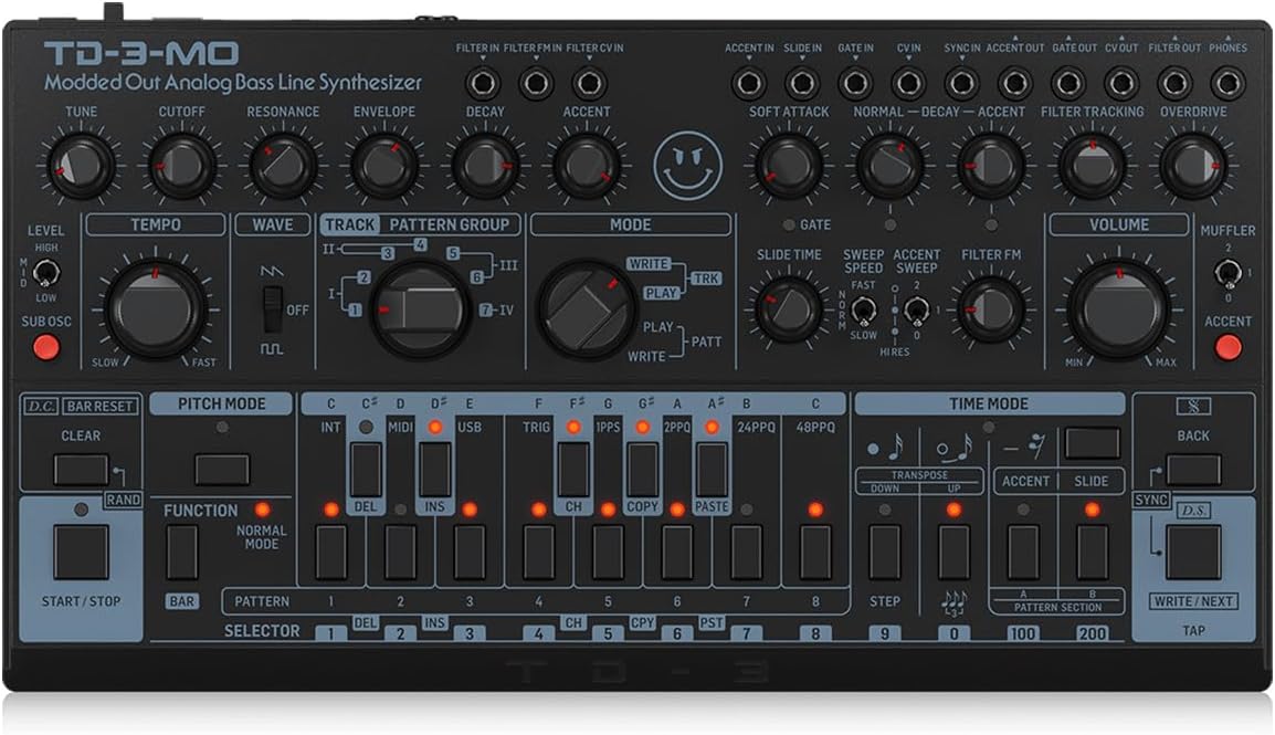 Behringer TD-3-MO Modded Out Analog Bass Synthesizer, Black