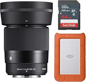 Sigma 30mm F1.4 DC DN Fuji X Mount Lens Bundle