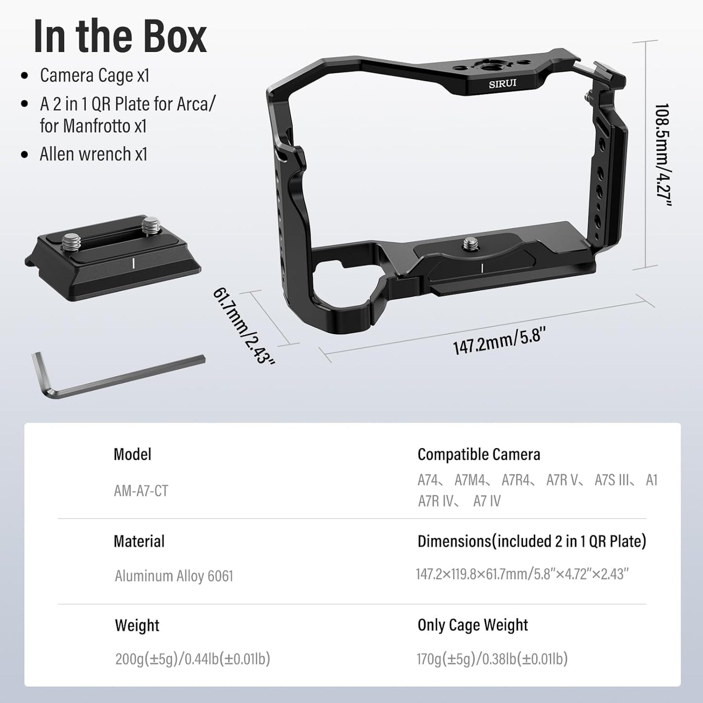 Sirui AM-A7-CT Camera Cage for Sony Alpha 7R V / Alpha 7 IV