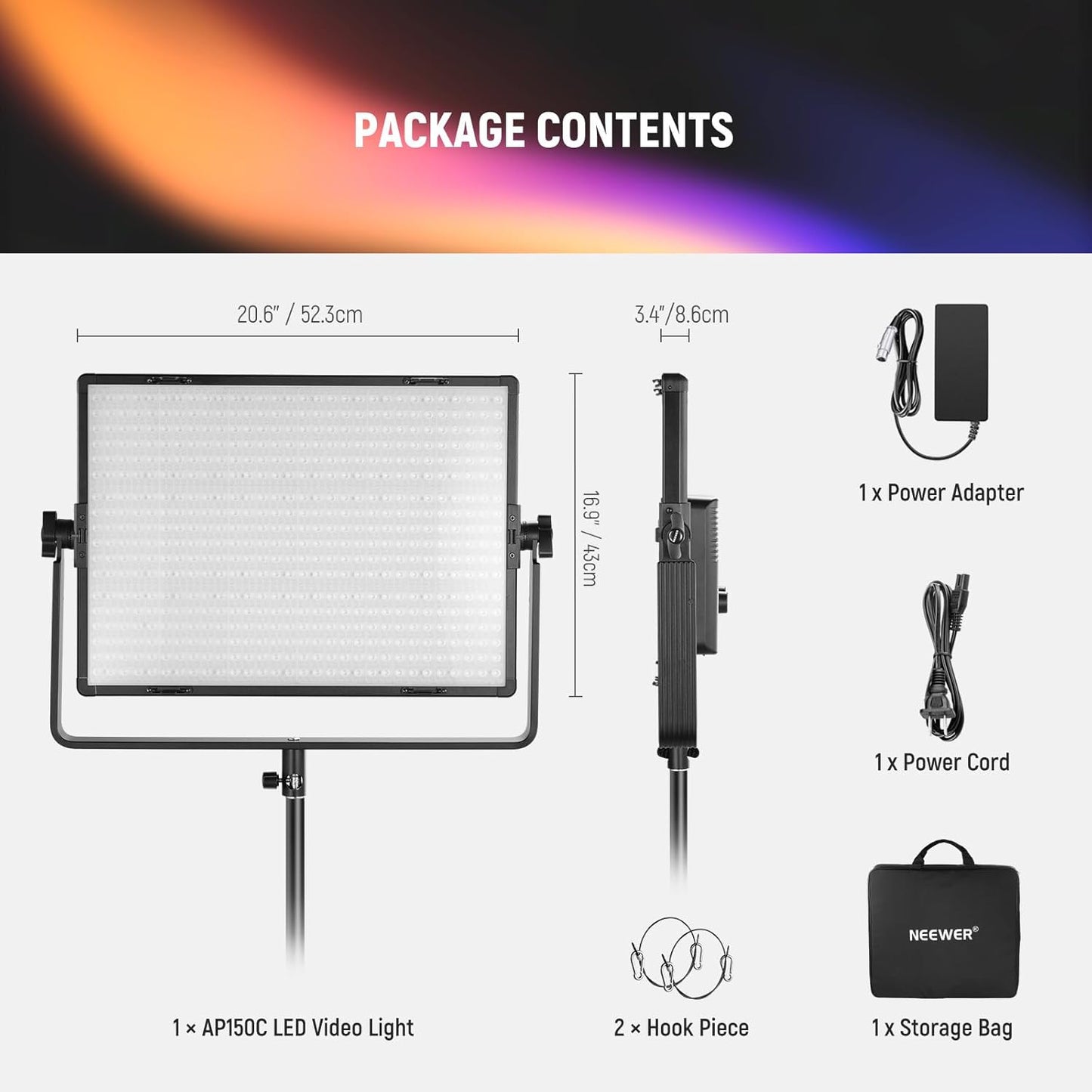 Neewer AP150C 150W RGB LED Video Light Panel