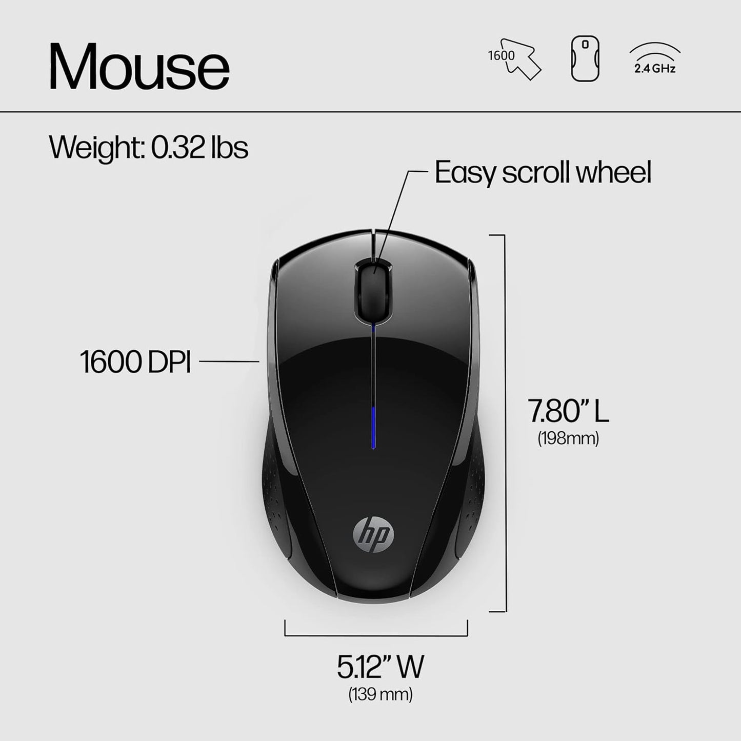 HP X3000 G3 Black Wireless Mouse 1600 DPI