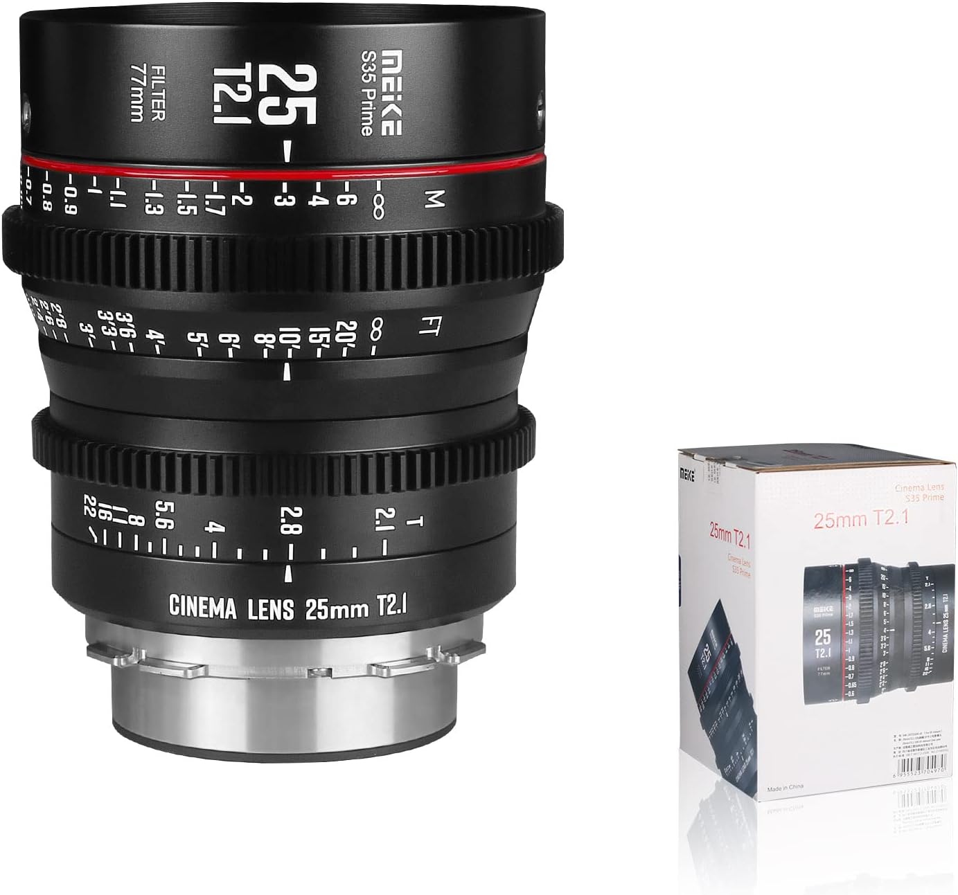Meike 25mm T2.1 S35 Wide Angle Prime Cinema Lens