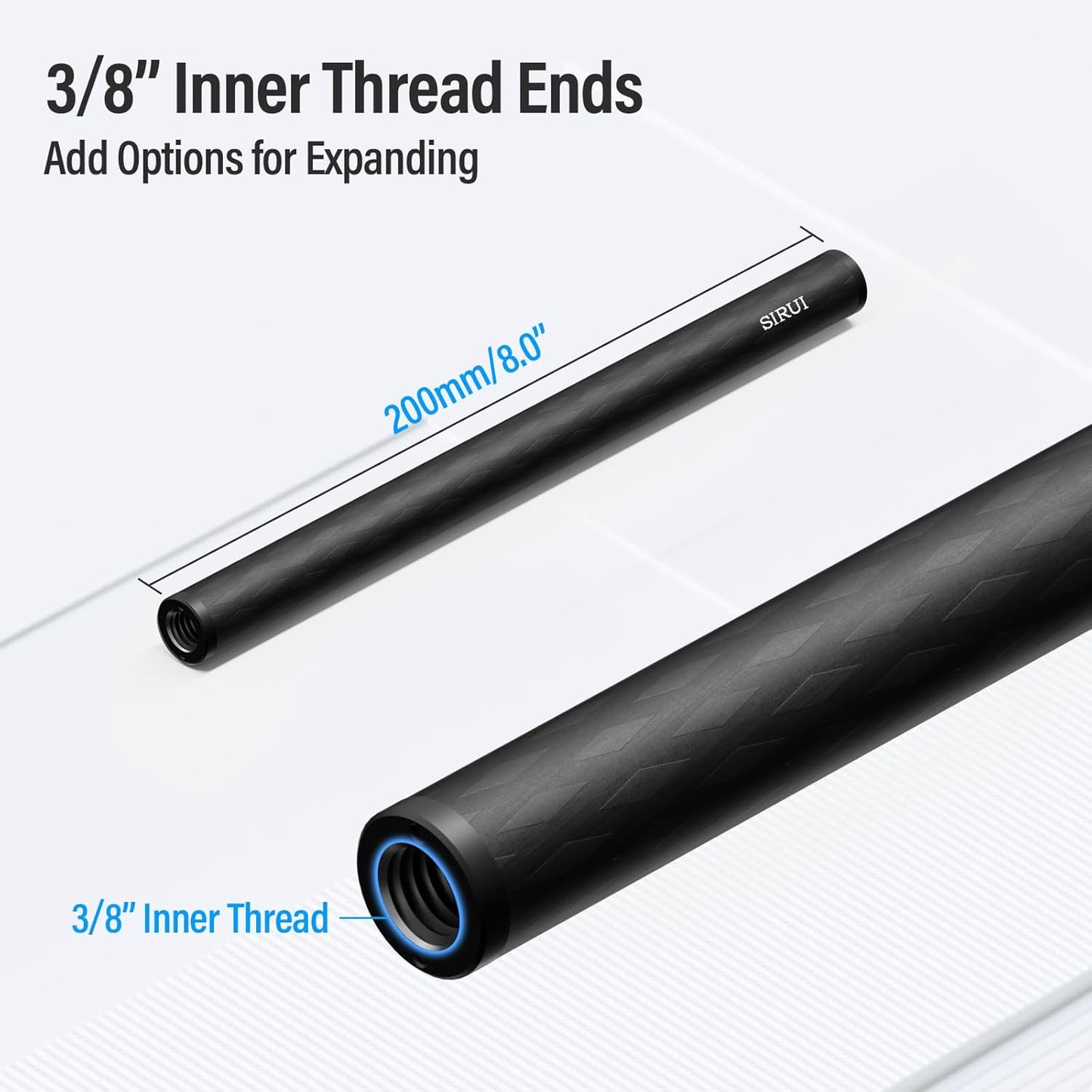 Sirui AM-CR200 15mm Carbon Fiber Camera Rail Rods, 8 inch (2-Pack)