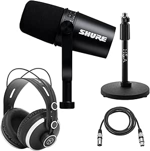 Shure MV7 XLR/USB Podcasting Microphone Bundle