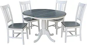 Misc 36" Round Extension Dining Table with 4 Chairs Wood Set
