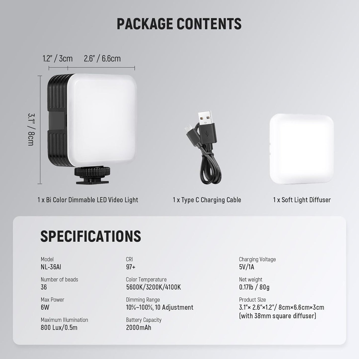 Neewer 10100893 Portable LED Video Light - NL-36AI