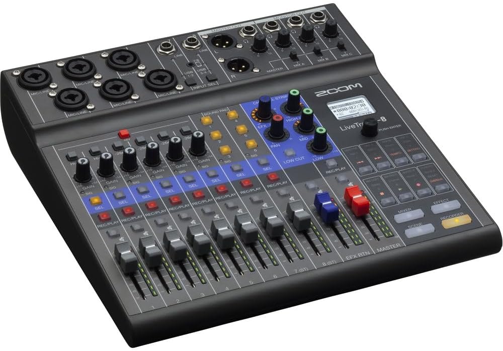 Zoom LiveTrak L-8 Portable Digital Mixer Podcast Bundle