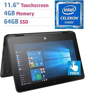 HP X360 ProBook 11.6" Touch Laptop Celeron 64GB SSD Renewed