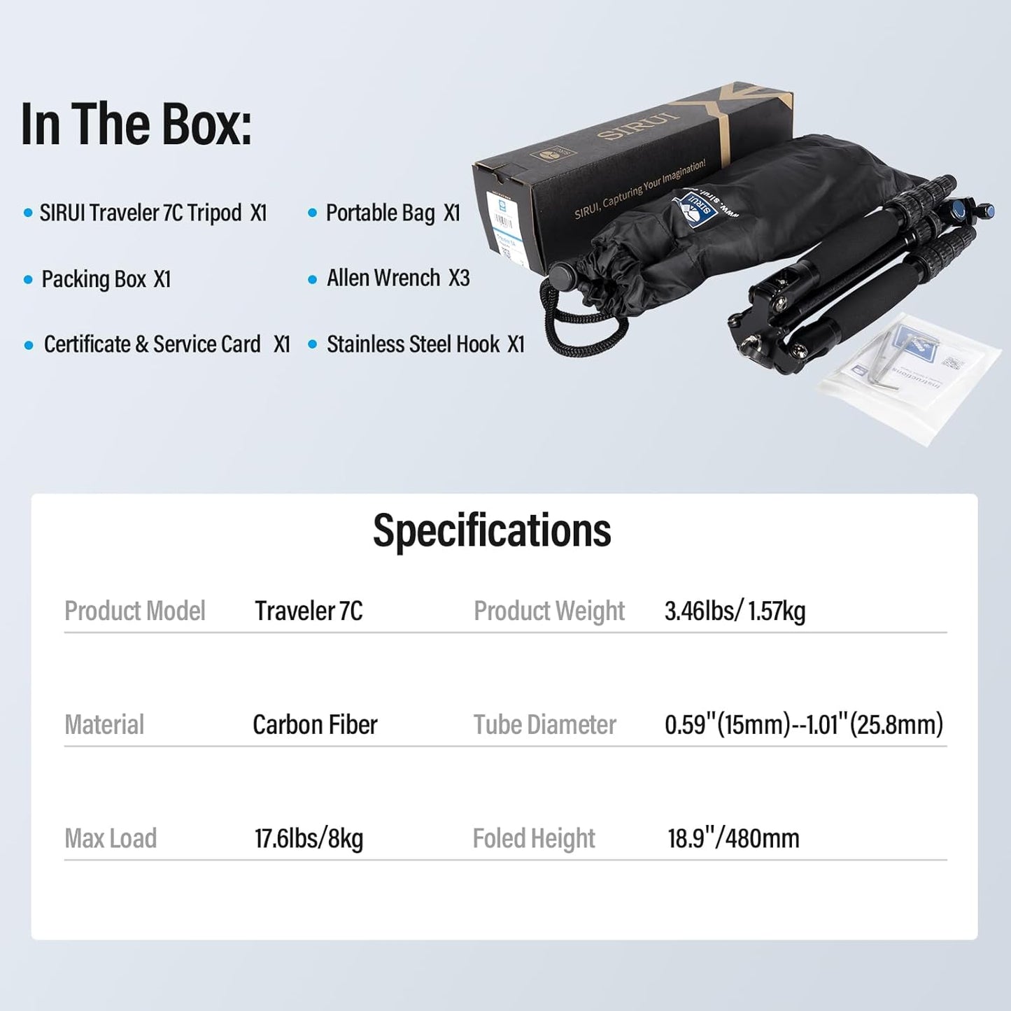 Sirui Traveler 7C Carbon Fiber Tripod with Ball Head