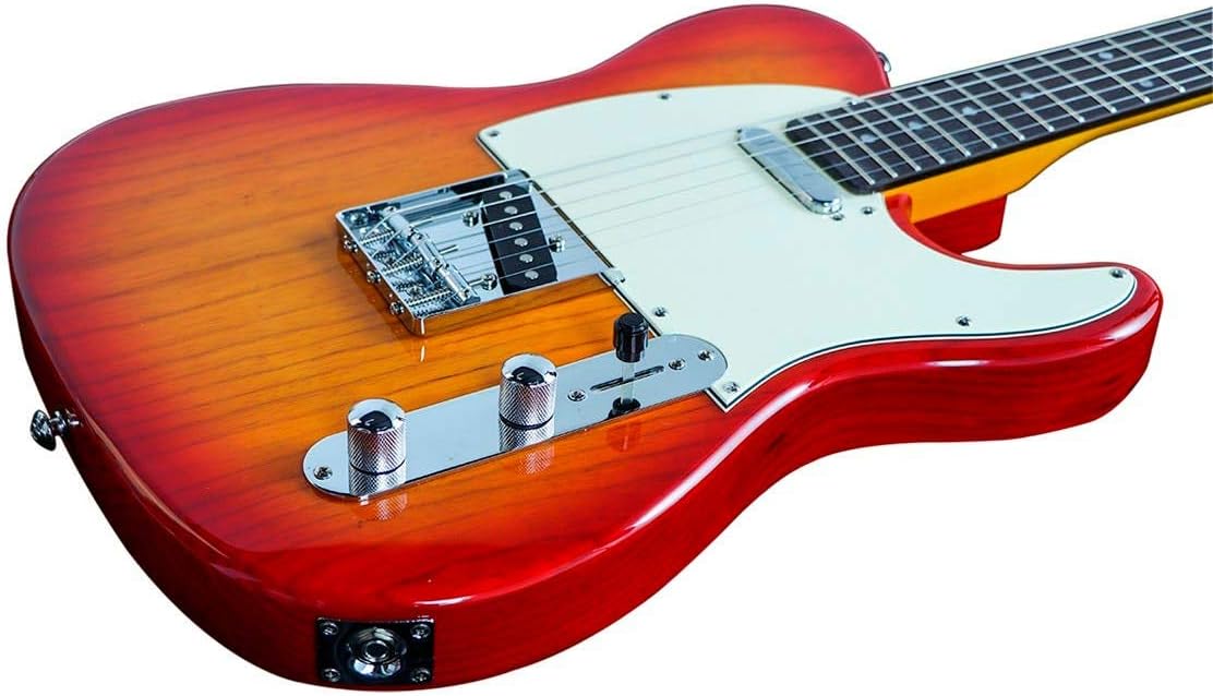 Monoprice 610292 Indo Electric Guitar Cherry Red Burst