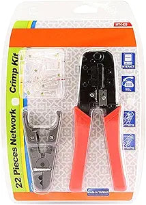 Monoprice 108140 RJ45/RJ11 Crimping Tool Kit with Plugs