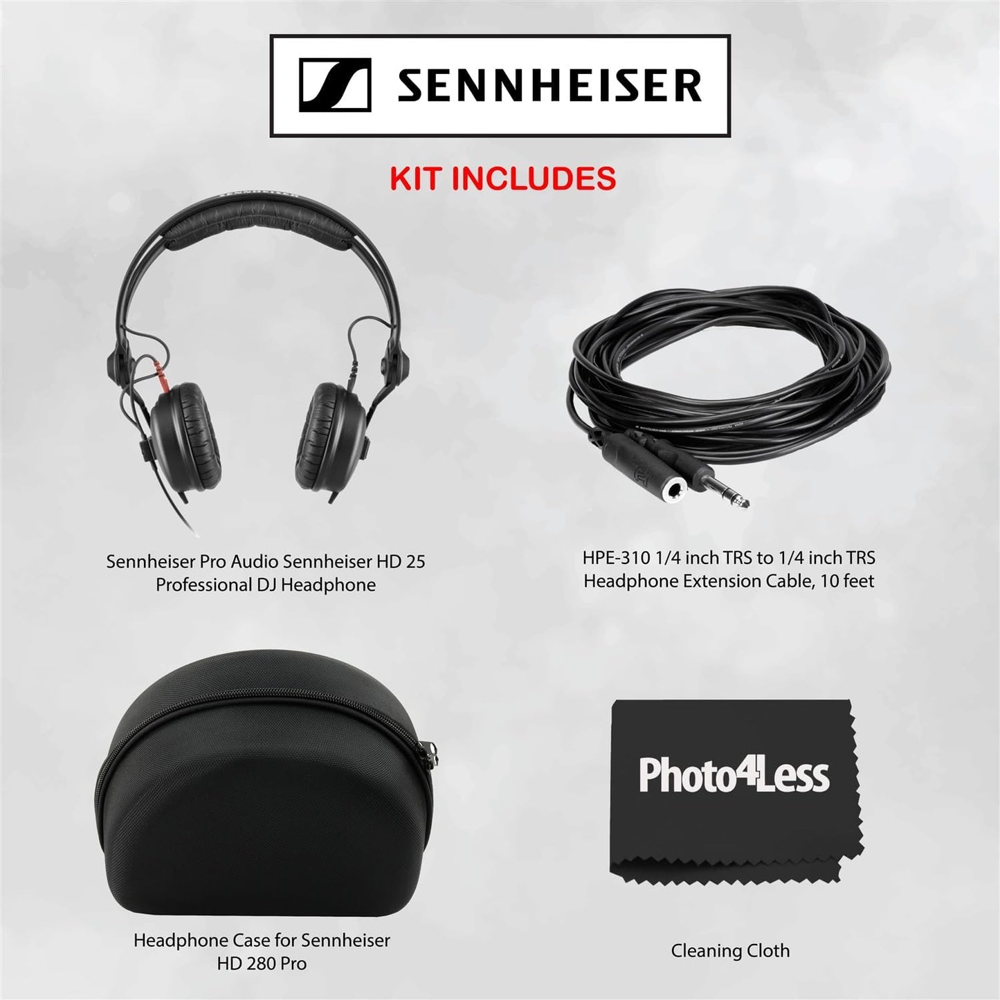 Sennheiser 506908 HD 25 Professional DJ Headphones Bundle