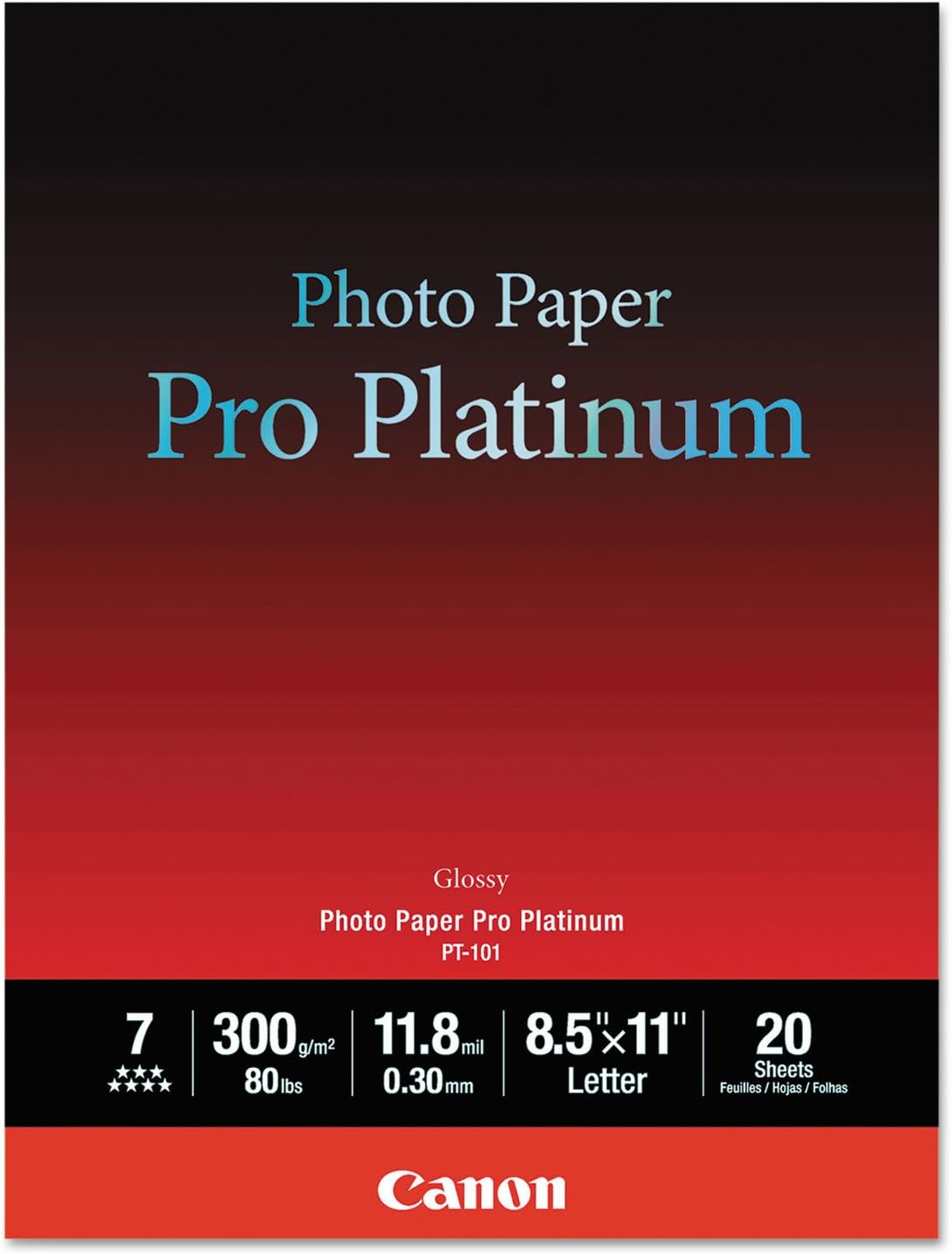 Canon 2768B022 Photo Paper Pro Platinum 8.5x11 20 Sheets