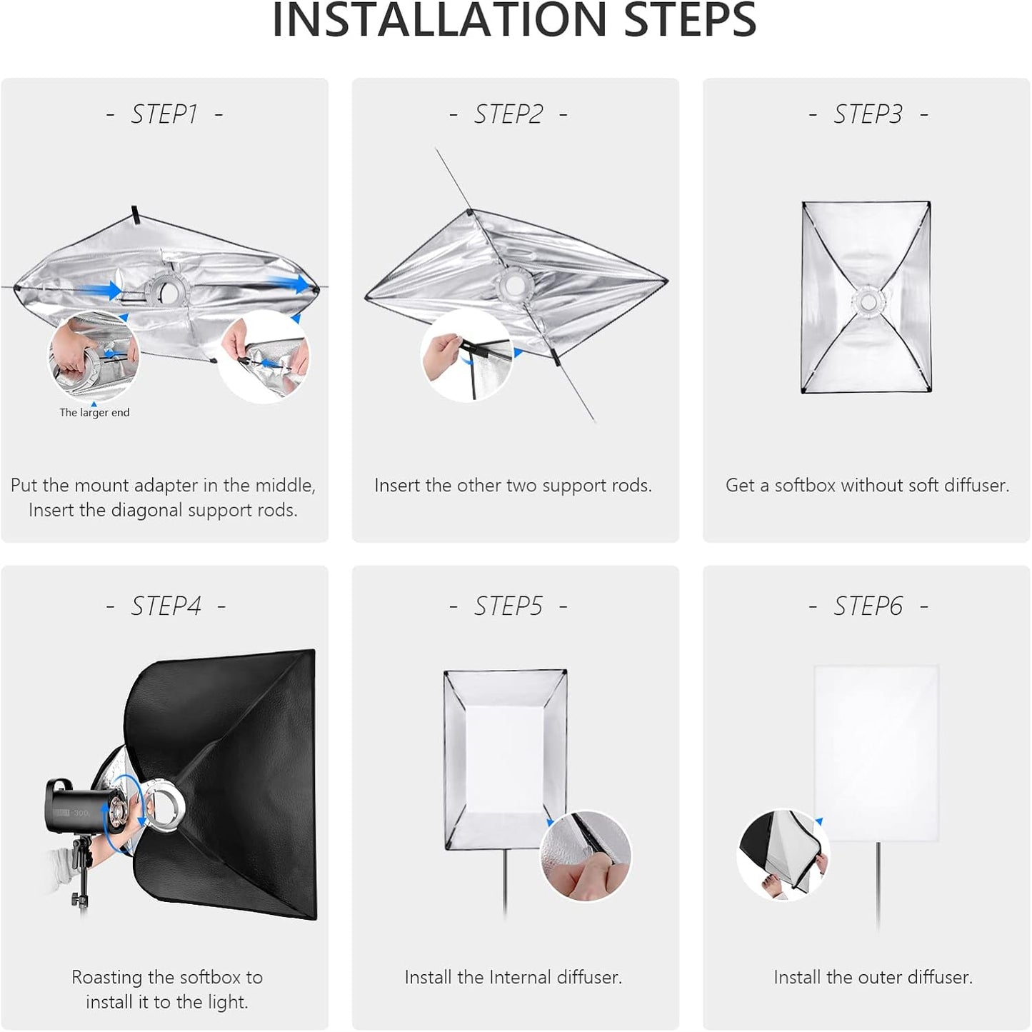 Neewer 24”x35” Rectangular Softbox - Bowens Mount Studio Lighting