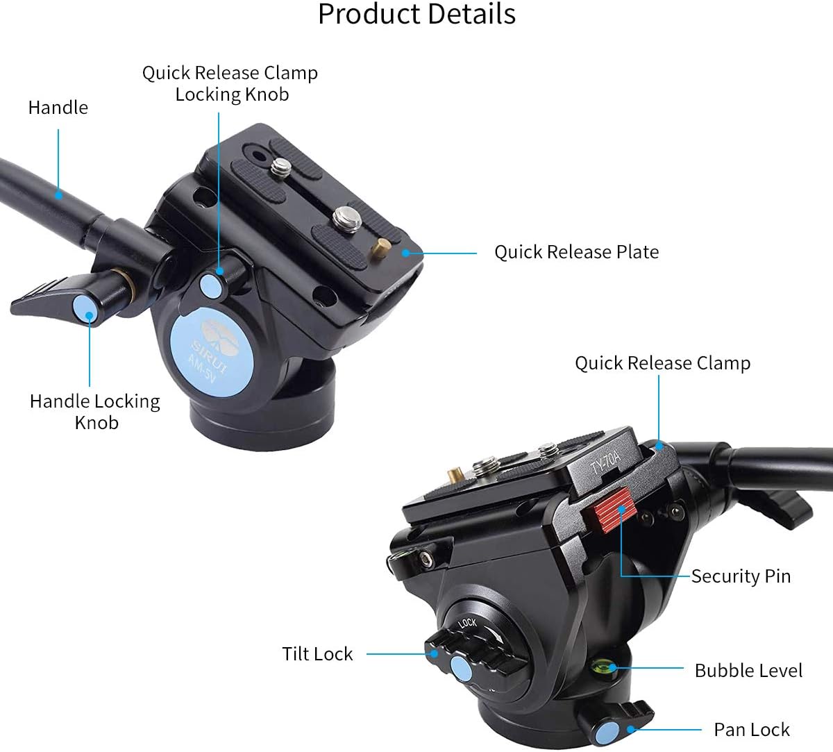 Sirui AM-5V Fluid Video Head Quick Release