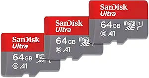 SanDisk 64GB Ultra microSDXC 3-Pack - UHS-I Memory Card