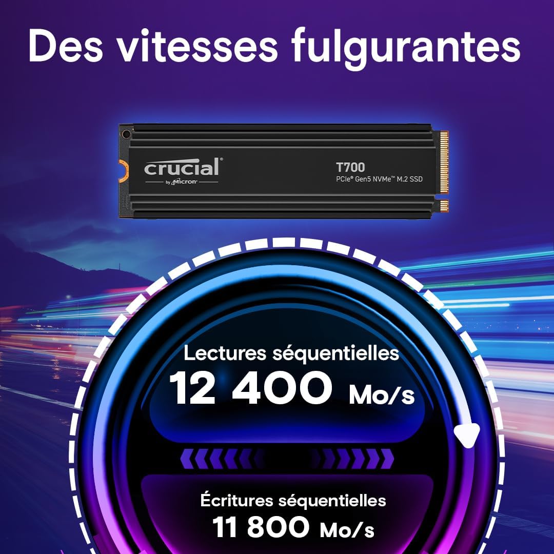 Crucial CT2000T700SSD5 T700 2TB Gen5 NVMe SSD Heatsink