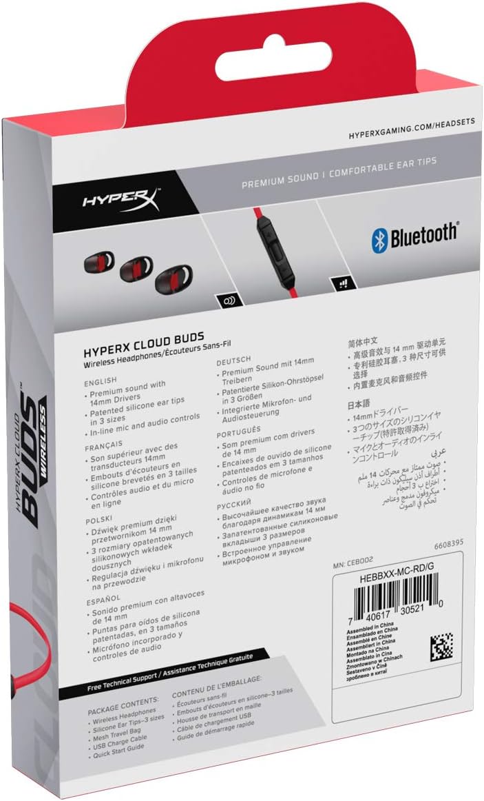 HyperX HEBBXX-MC-RD/G Cloud Buds Wireless Bluetooth Headphones