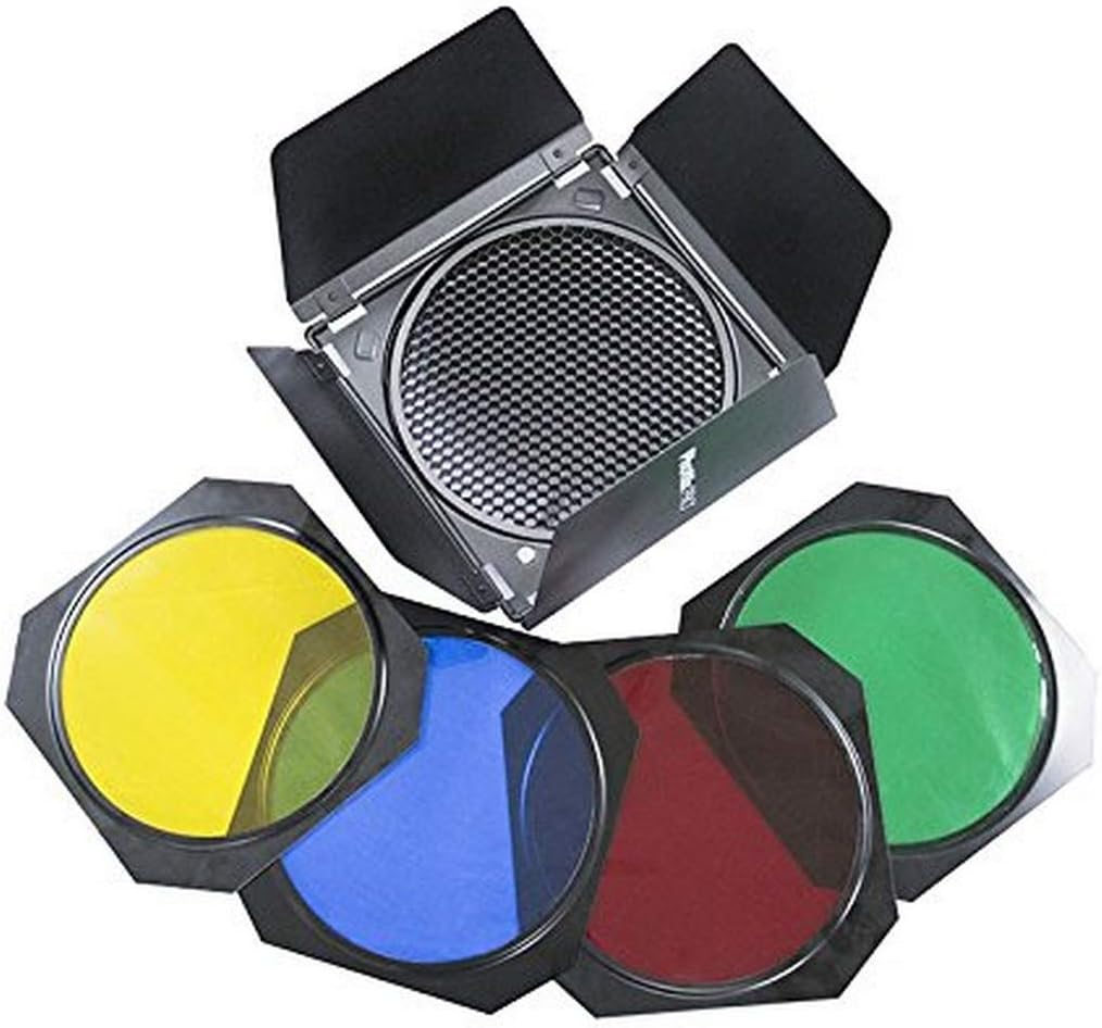 Phottix PH82328 Barn Doors, Grid, and Gel Kit