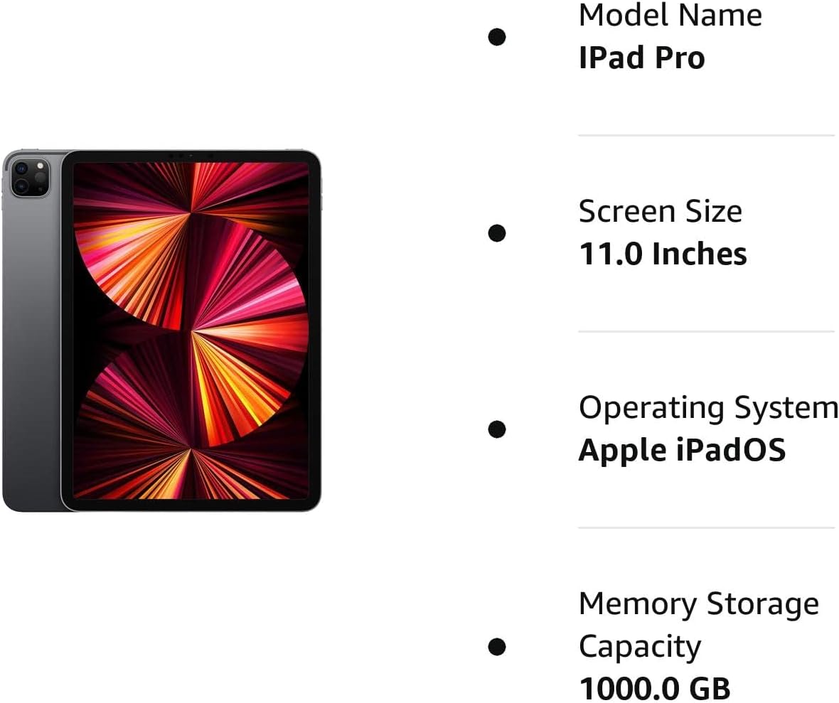 Apple iPad Pro 11-inch (3rd Gen) 1TB - Space Gray (Renewed)