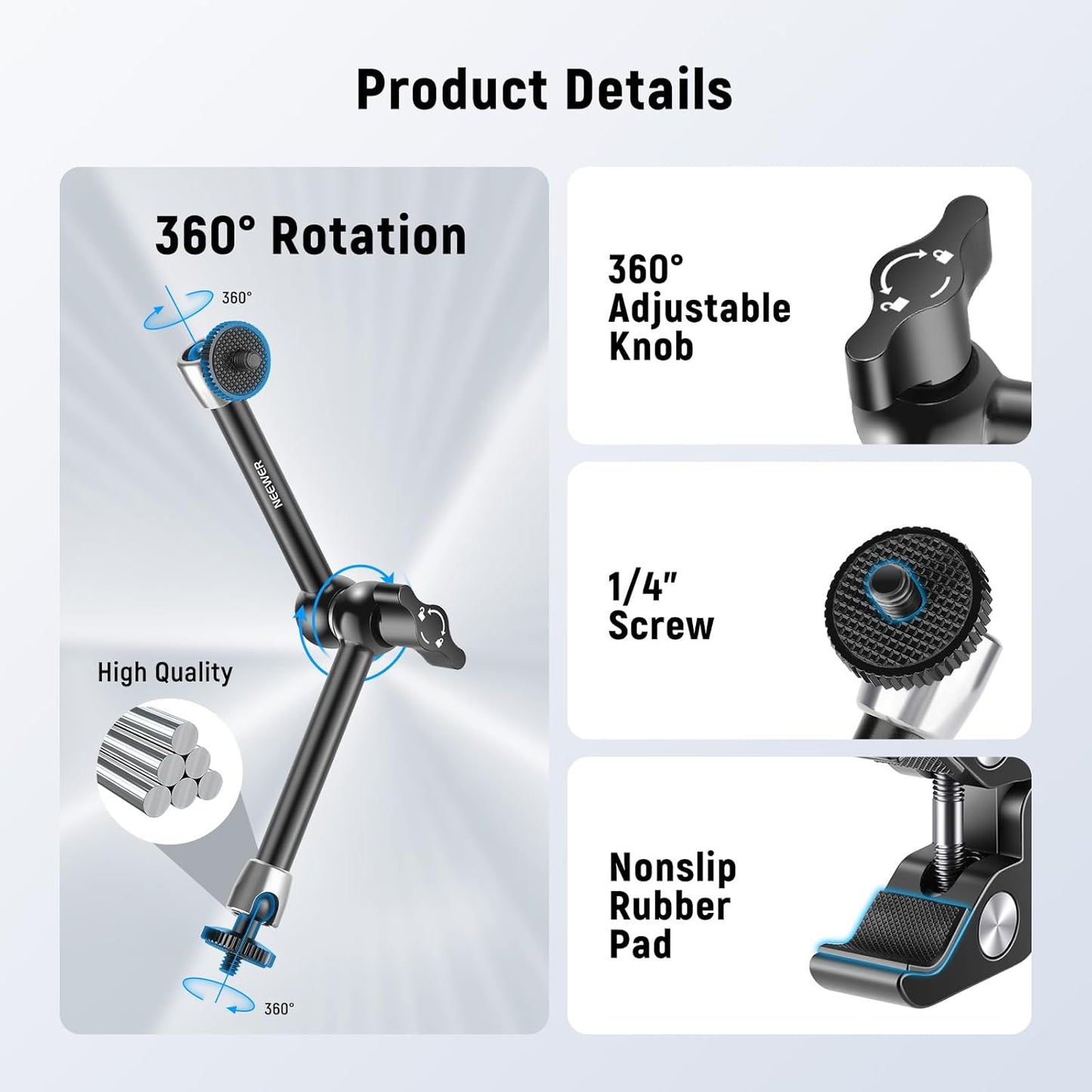 Neewer 10099610 9.8" Magic Arm Super Clamp