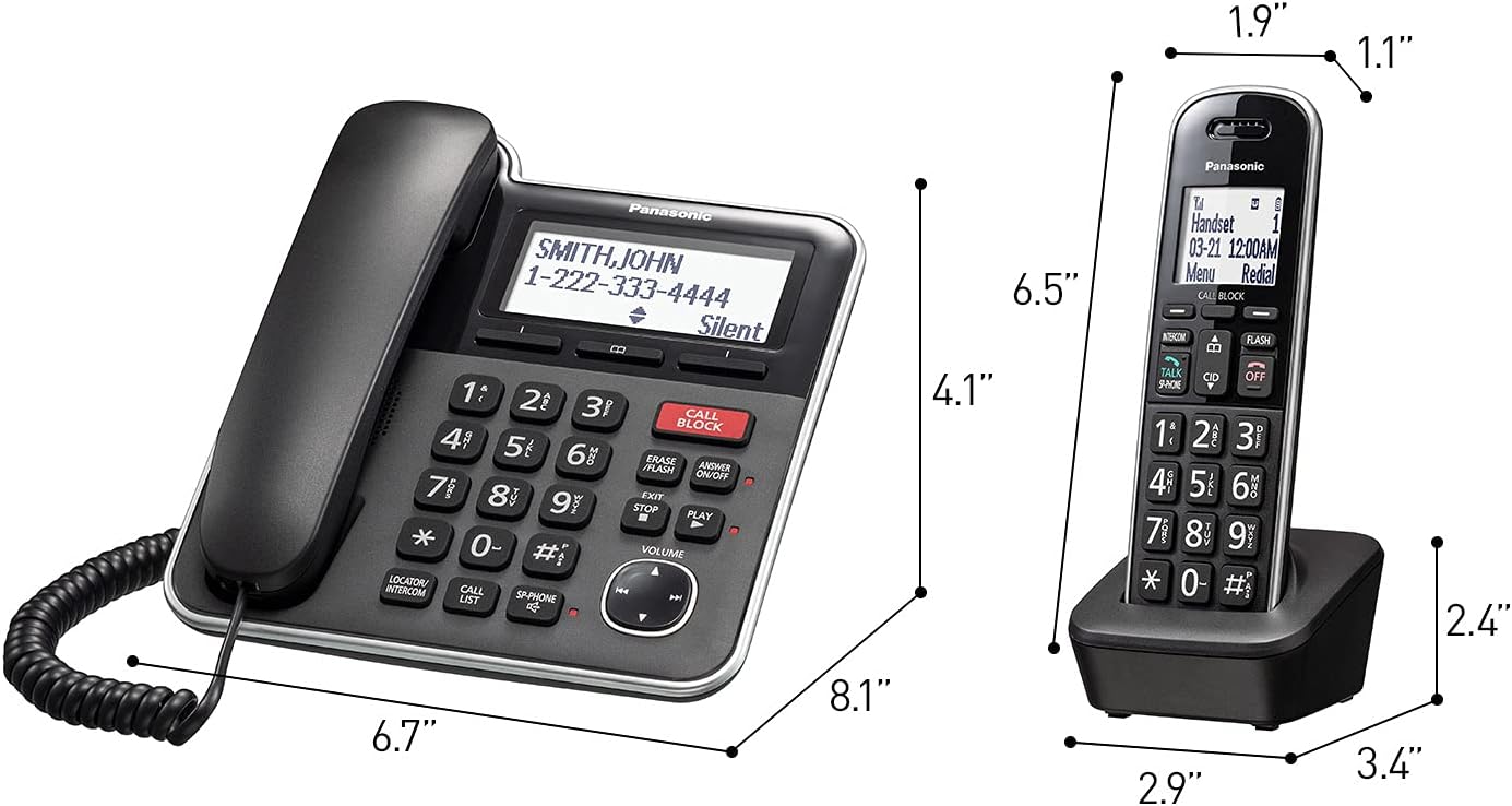 Panasonic KX-TGB852B Corded/Cordless Phone System with Answering Machine