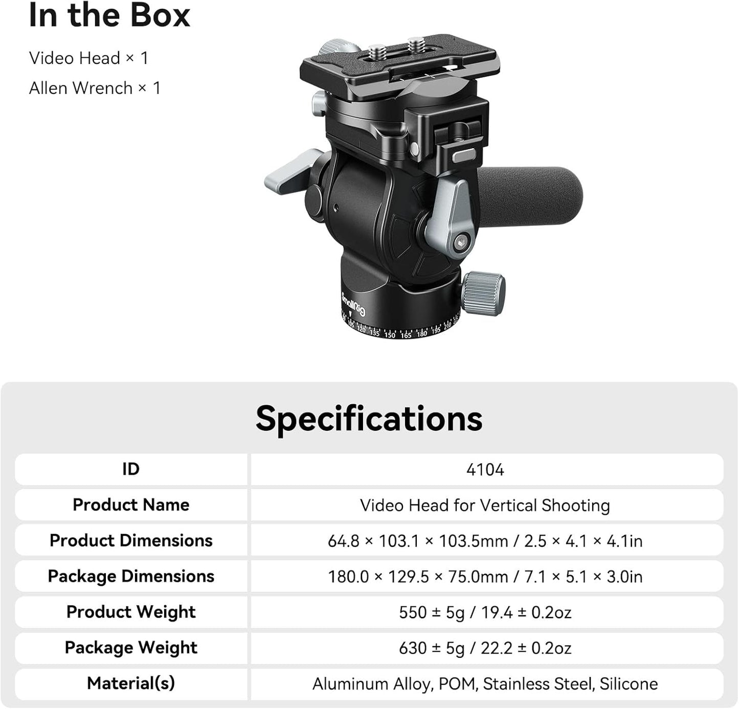 SmallRig 4104-CF-FBA-US Pan Tilt Fluid Video Head