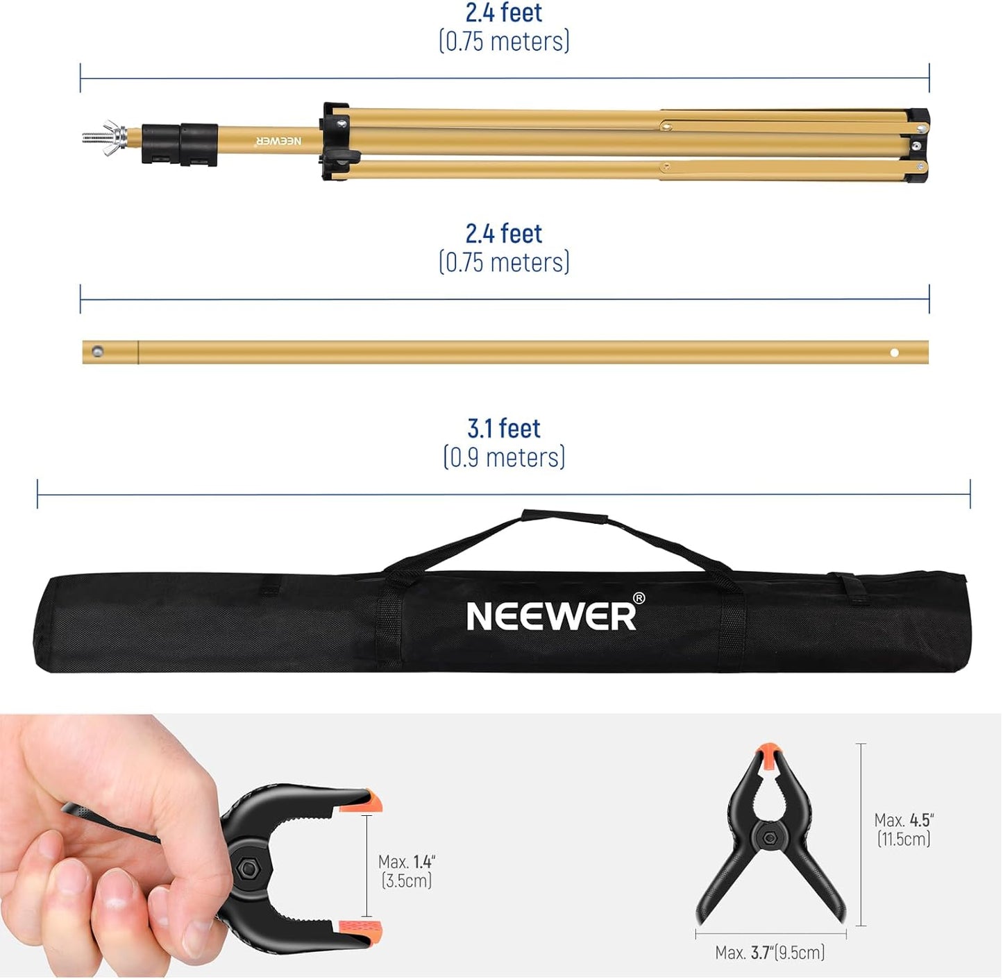 Neewer 10ft Photo Studio Backdrop Support System - Gold