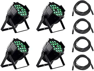 Monoprice 625845 Stage Right Hex 18x18W LED Par Wash Light 4-Pack