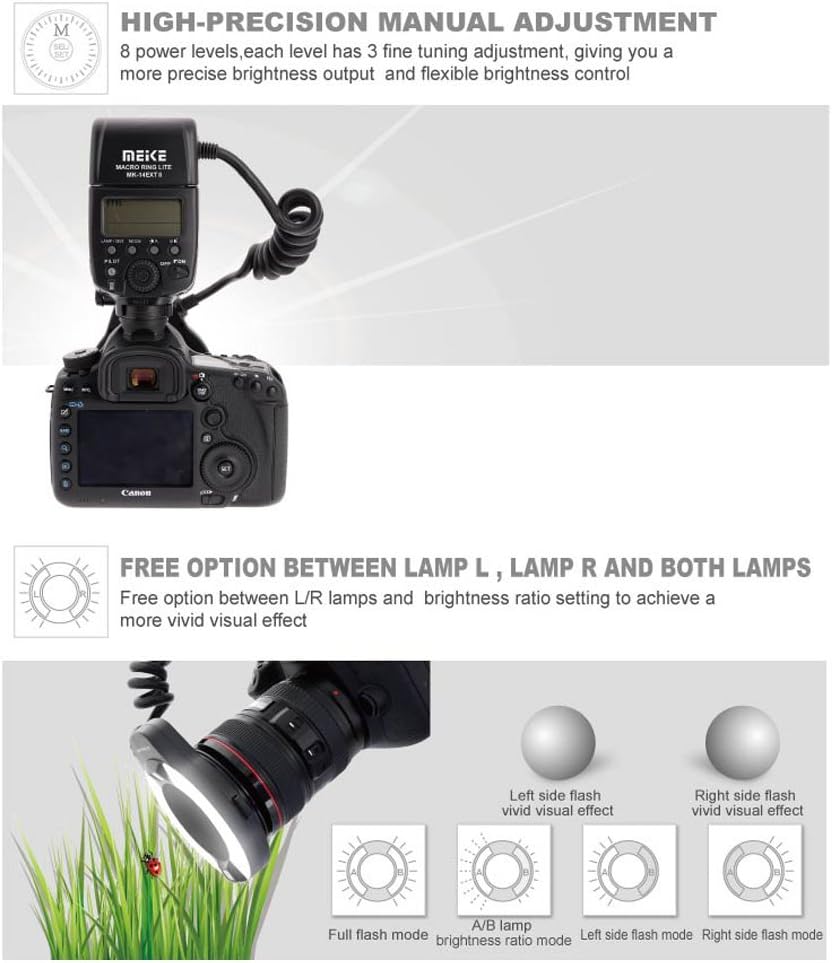 Meike MK-14EXT LED Macro Ring Flash Canon DSLR Kit