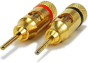 Monoprice 105976 24k Gold Plated Speaker Pin Plugs