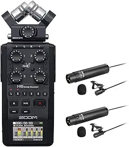 Zoom H6 All Black Portable Recorder Mic Bundle