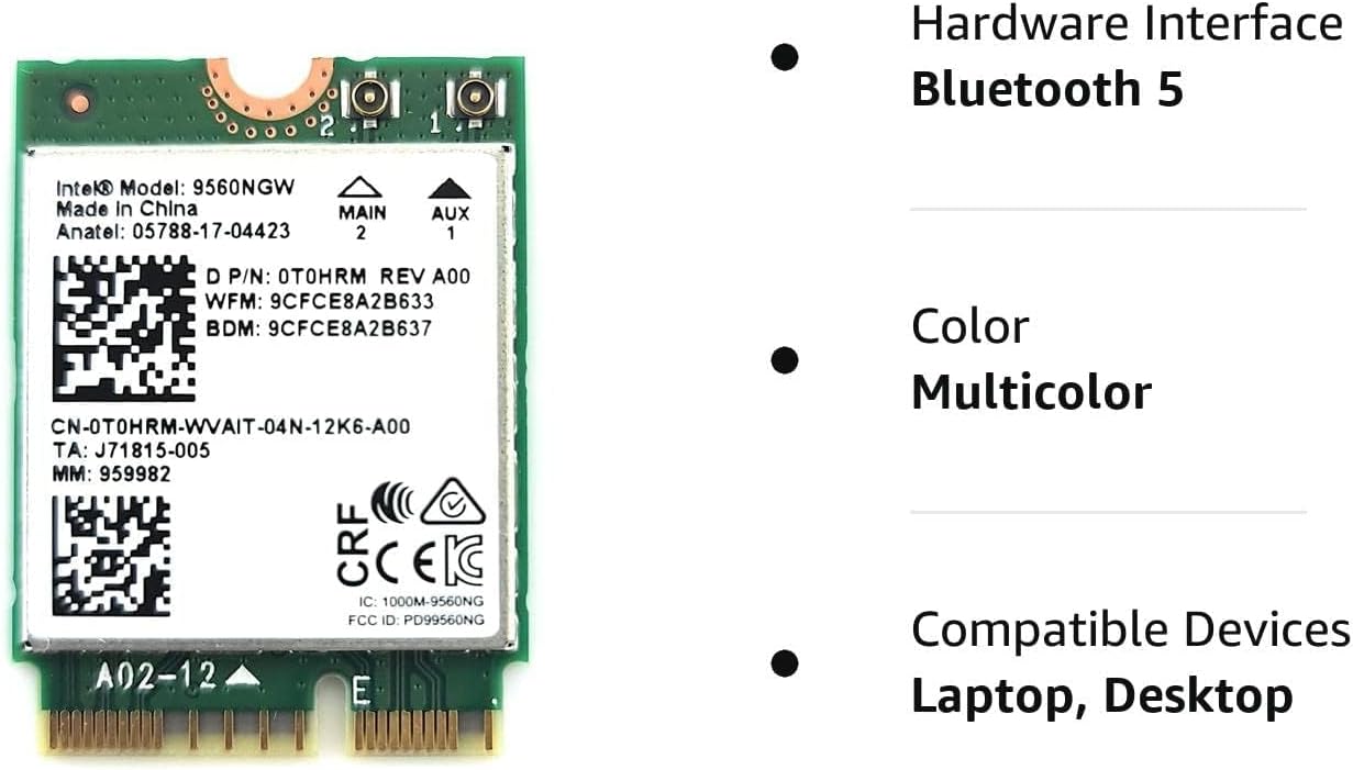 Intel 9560.NGWG.NV Wireless-AC Gigabit WiFi Adapter