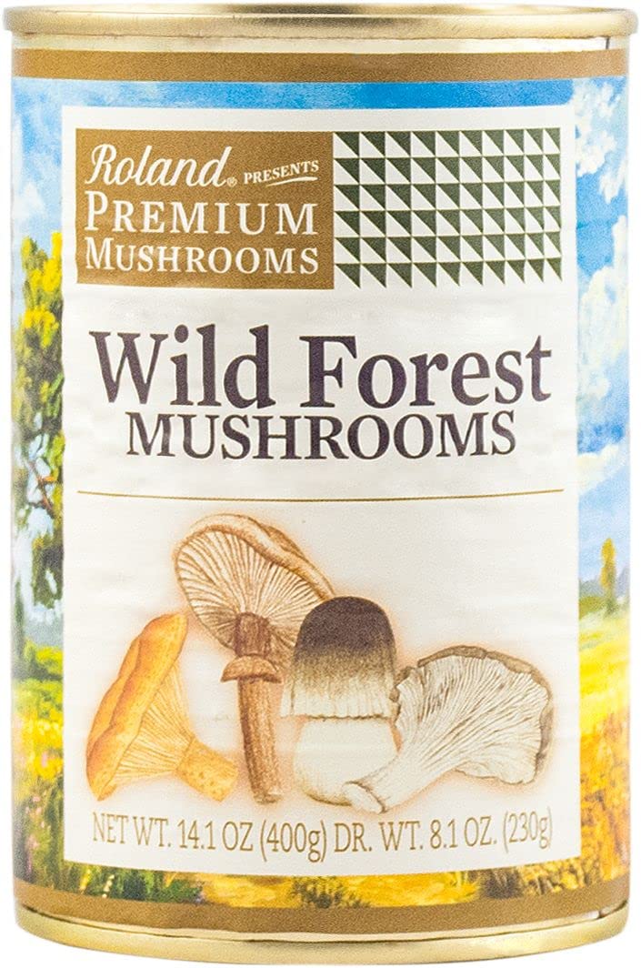 Roland 44744 Premium Canned Wild Forest Mushrooms 4-Pack — main product image