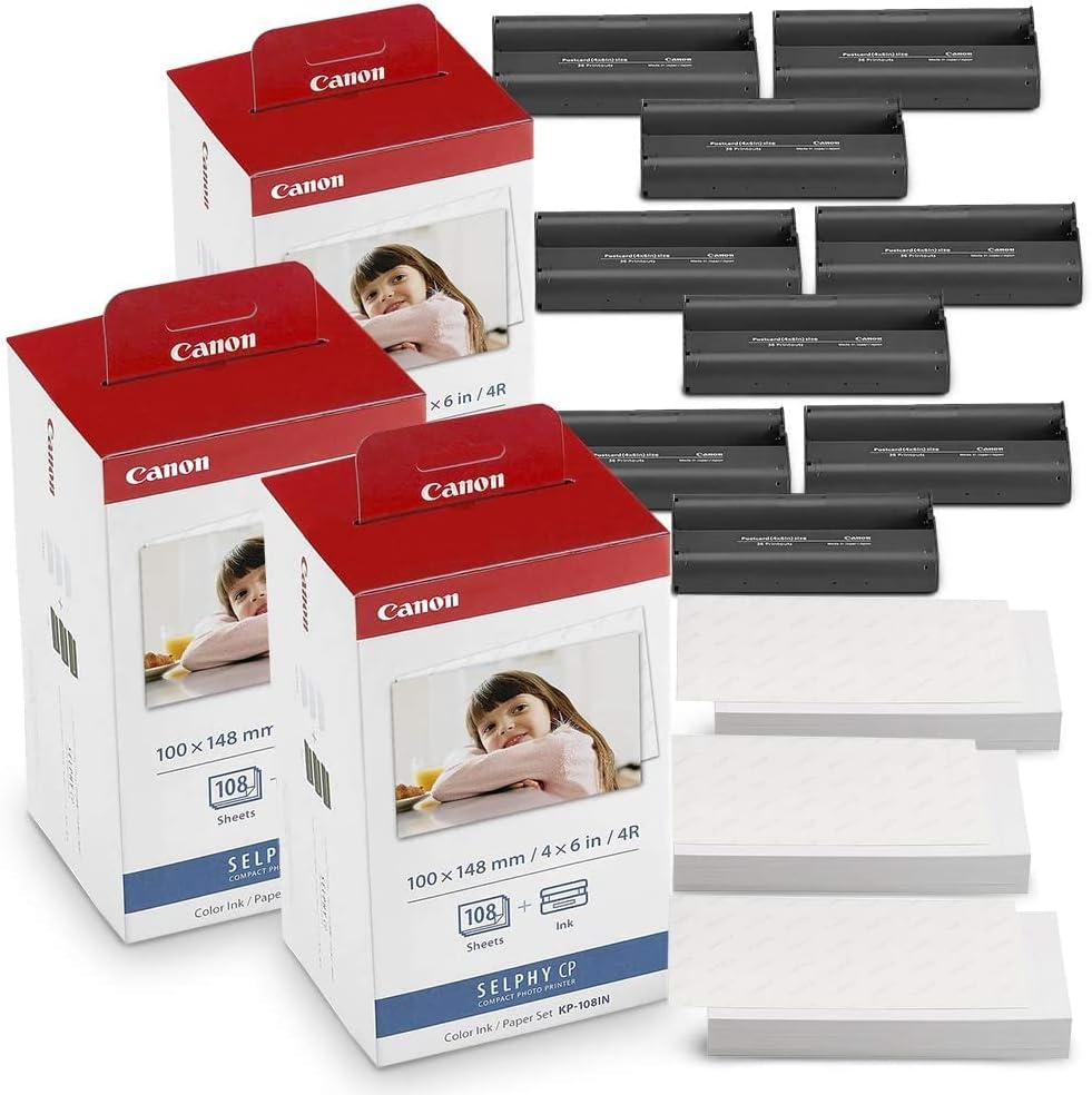 Canon KP-108IN Color Ink & 4x6 Photo Paper Set