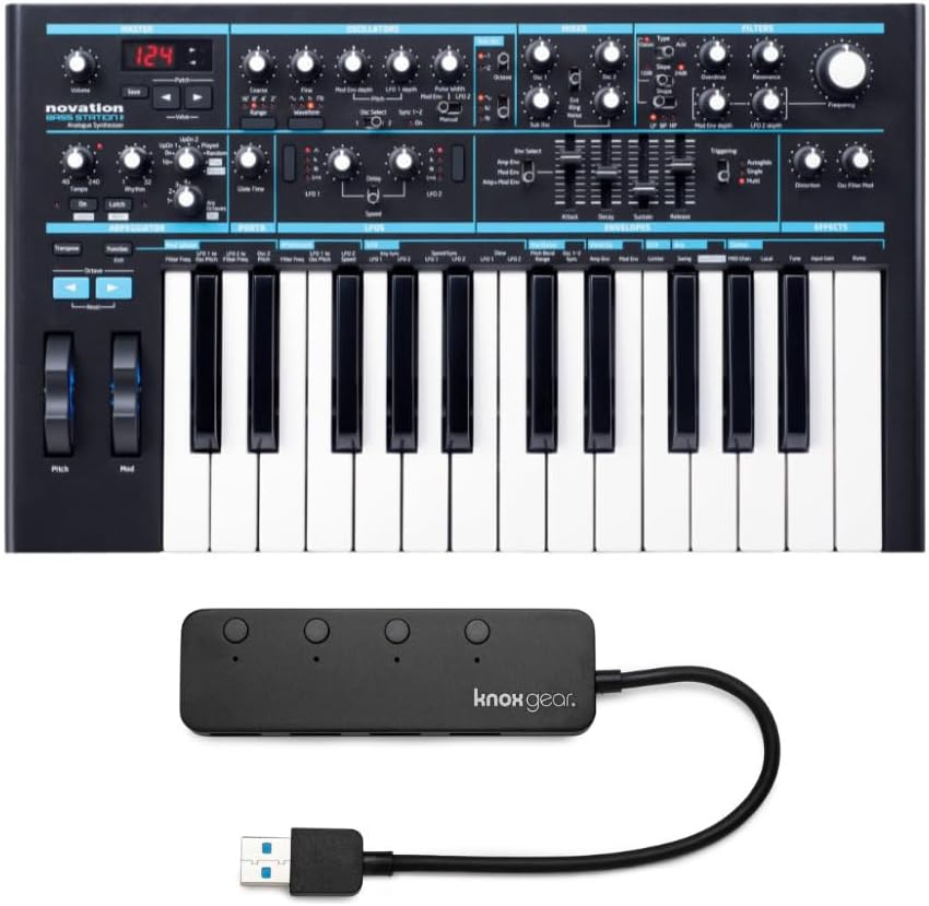 Novation Bass Station II Analog Mono Synth & USB Hub