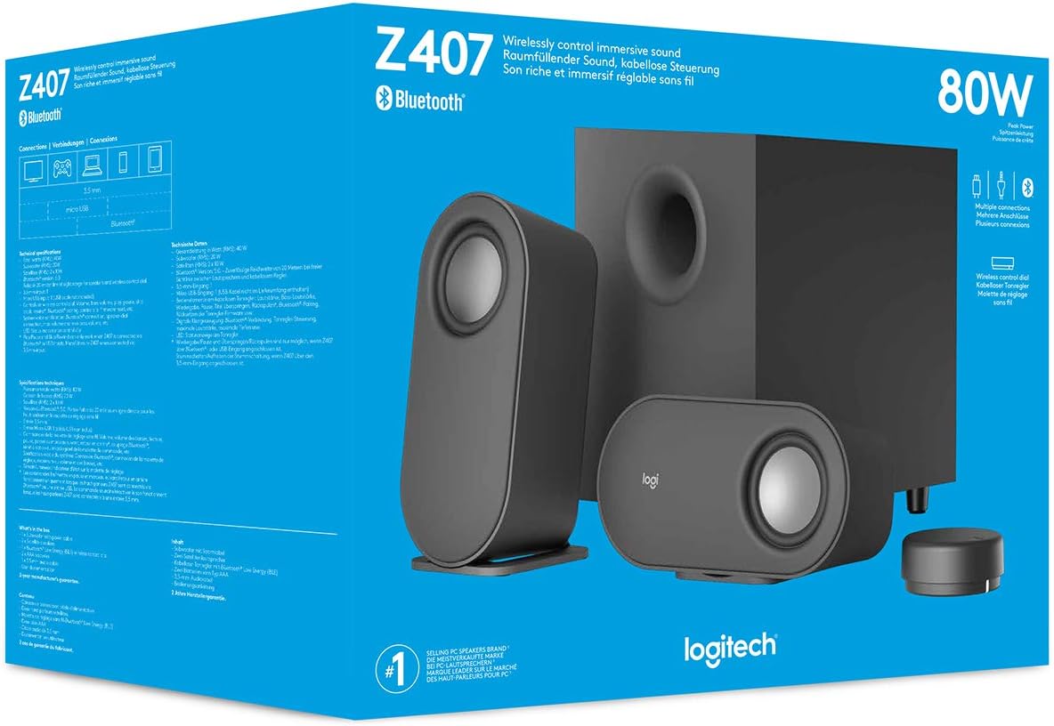 Logitech Z407 Bluetooth Speakers with Subwoofer (Renewed)