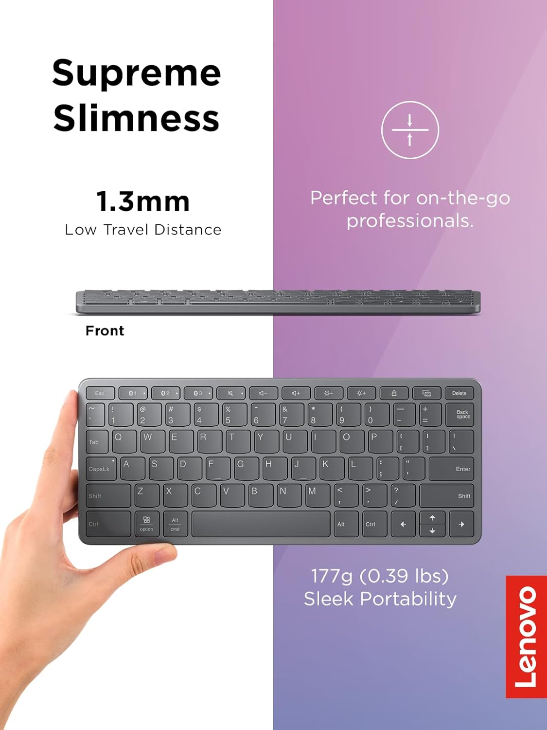 Lenovo b1859c8d Multi-Device Bluetooth Keyboard - Iron Grey