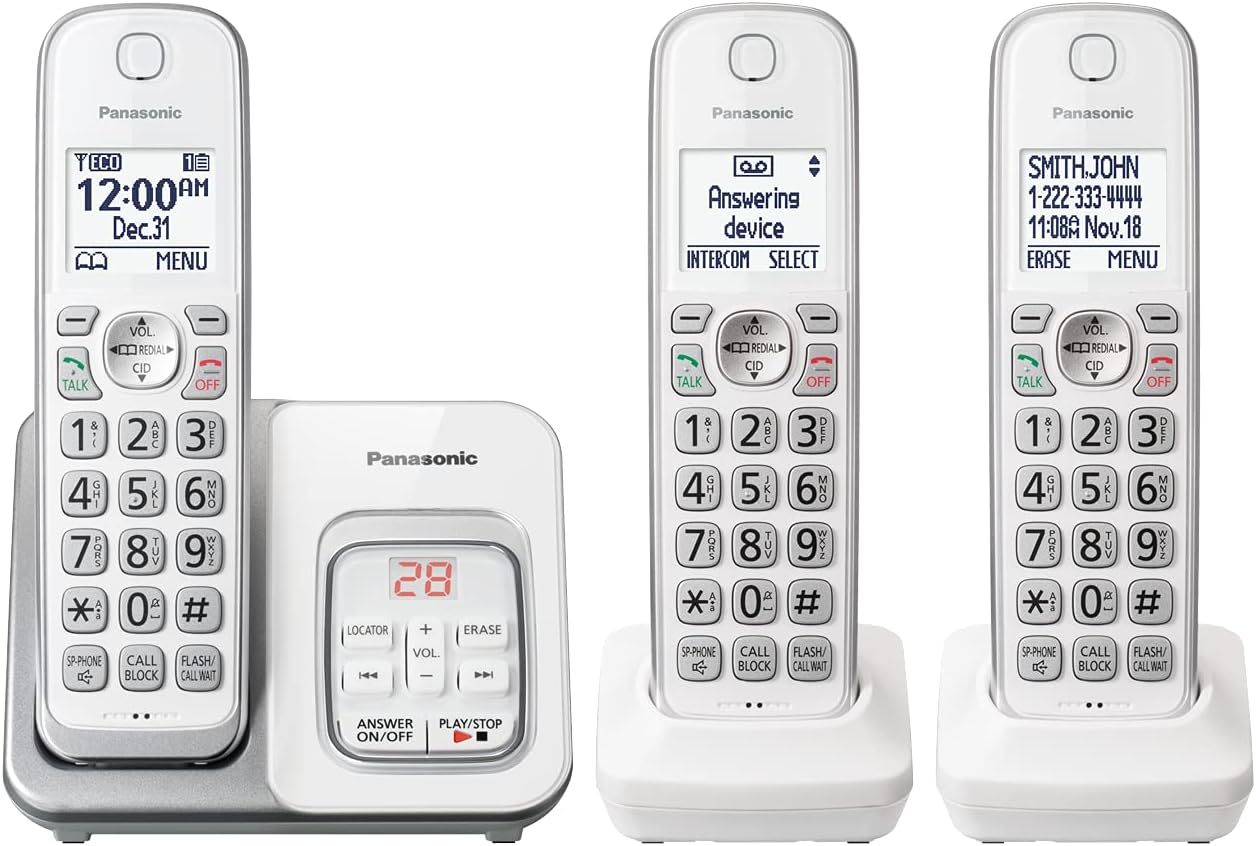 Panasonic KX-TGD633W Expandable Cordless Phone 3-Handset