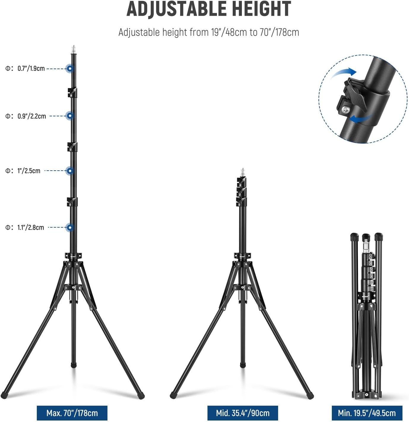 Neewer ST178R 70" Metal Photography Light Stand Tripod