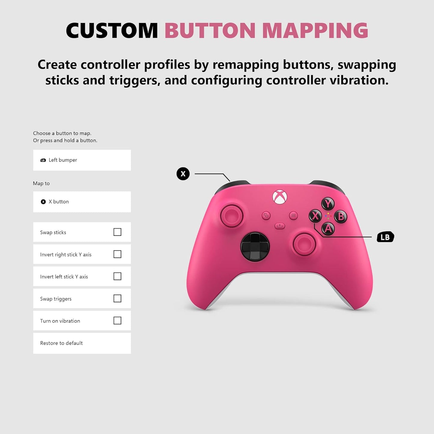 Microsoft QAU-00082 Xbox Core Wireless Controller, Deep Pink