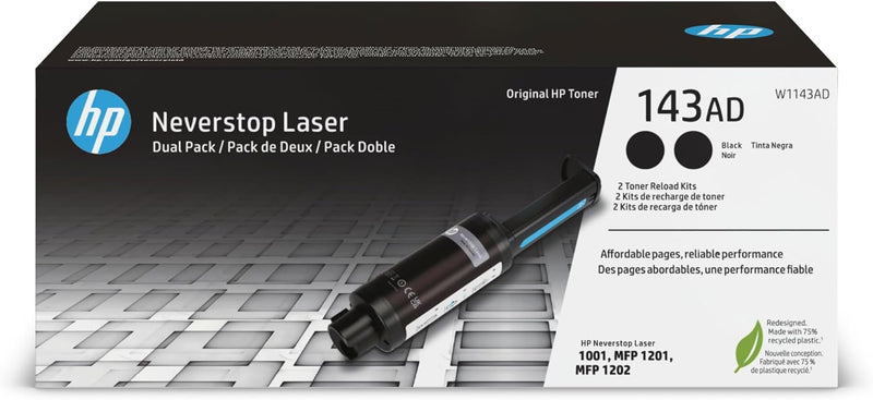 HP HPW1143AD 143AD Black Toner Reload Kit 2-Pack — main product image