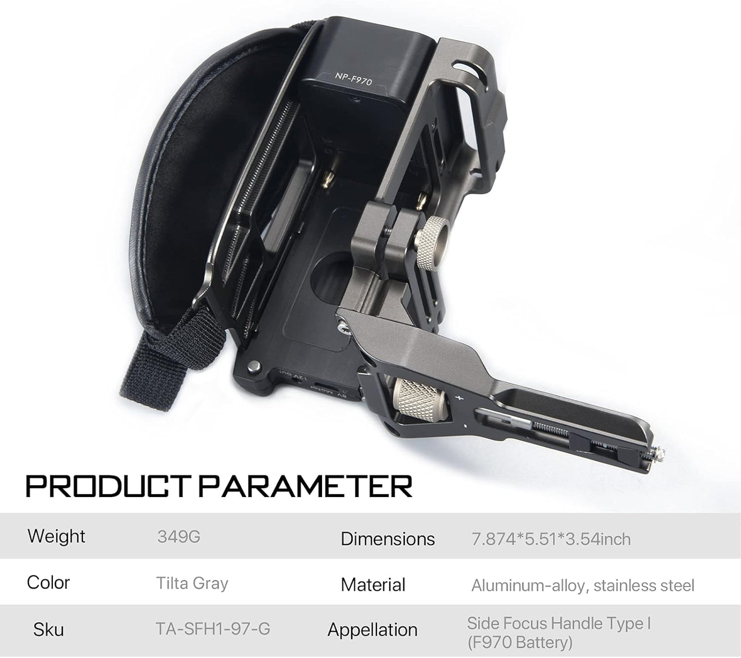 Tilta TA-SH1-97-G Side Power Handle for BMPCC Camera Cage (F970)