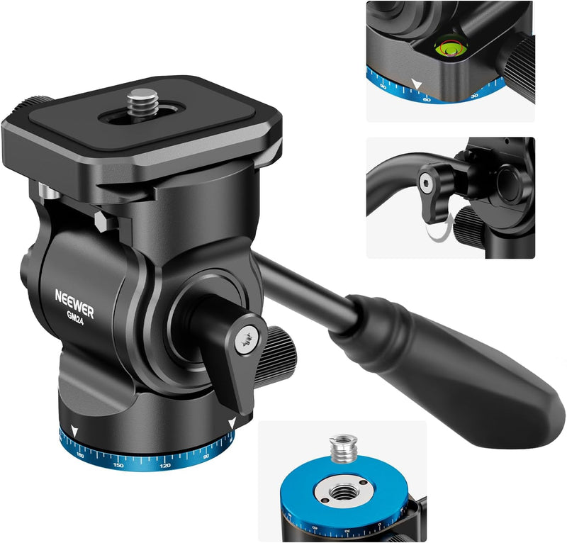 Neewer 10102493 GM24 Tripod Fluid Head, Blue — main product image