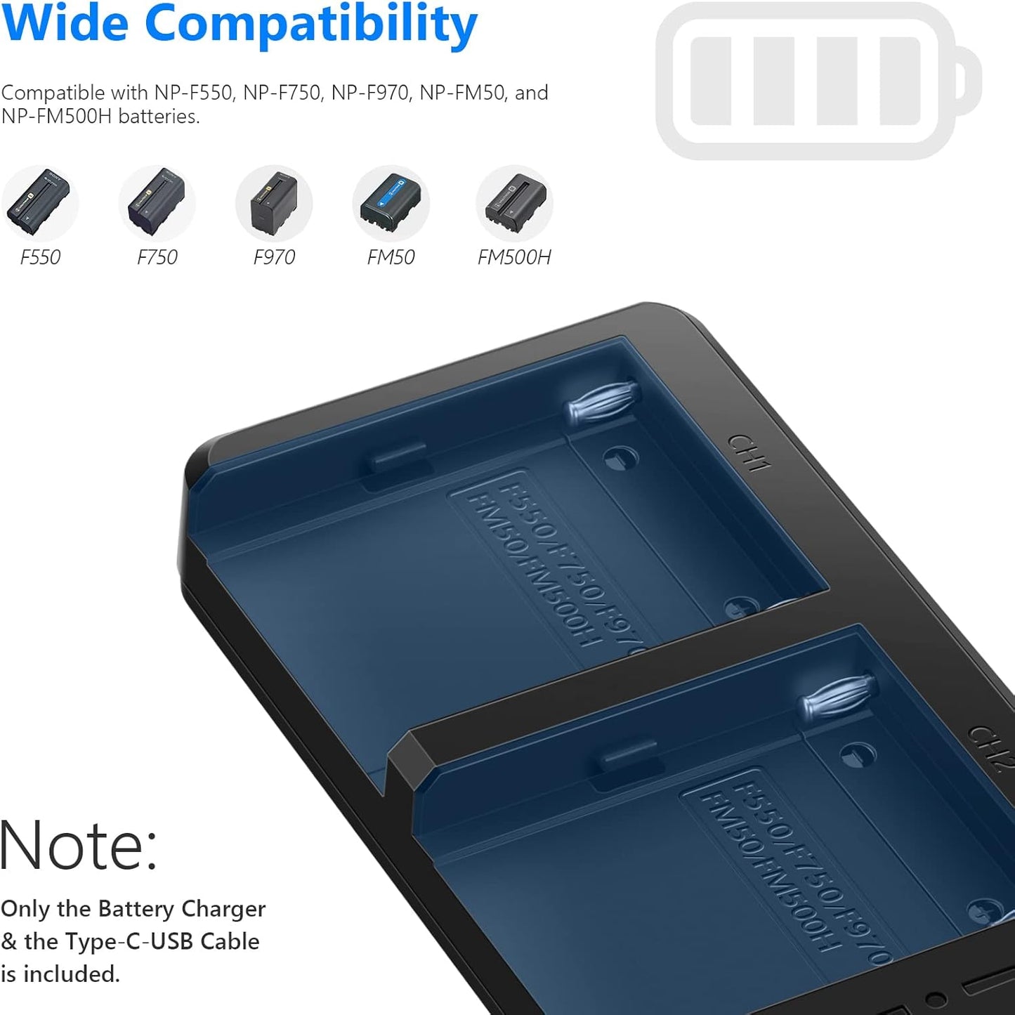 Neewer 10100251 Dual USB Charger for Sony NP-F Batteries