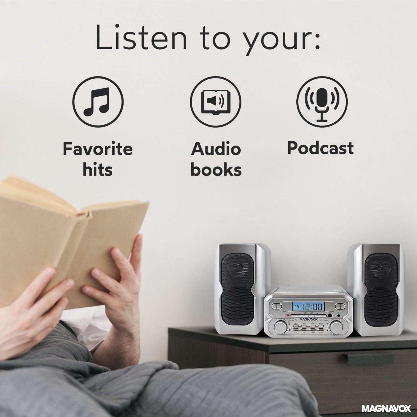 Magnavox MM435M-SL CD Shelf System - Bluetooth & FM Radio