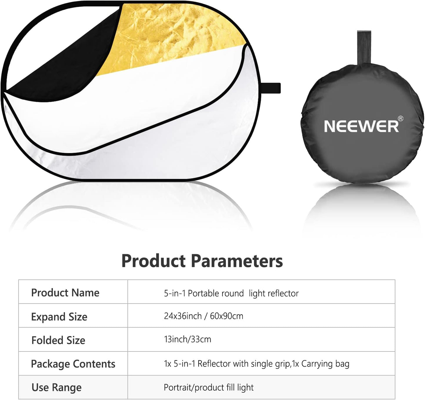 Neewer 88008128 5-in-1 Photography Reflector